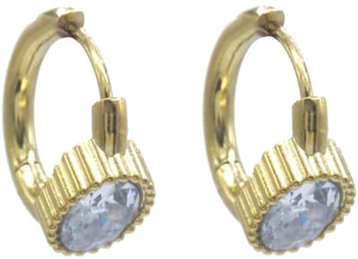 Oorbellen - RVS - kristal - wit - goudkleurig - 1.5cm - dames - sieraden - elegant - cadeau