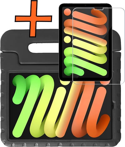 Hoesje - Geschikt voor Apple iPad Mini 7 (2024) - 8.3 inch - 7e Generatie - Met Screenprotector - Kinderhoes Shockproof Bumper - Kidsproof Case - Tablet Hoes - Kinder Hoes Cover - Zwart