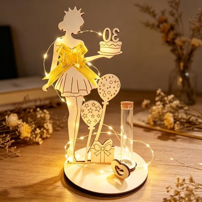 Verjaardagscadeau voor 30-jarige vrouw, Geldcadeau Verpakking met LED Lichten, Houten Cadeau Ideeën voor een Unieke Verjaardag