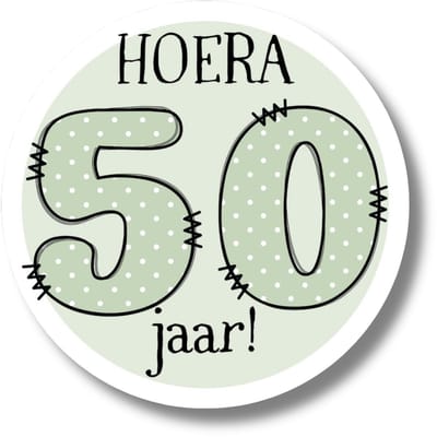 Ronde stickers 4 cm – Hoera 50 jaar – Verjaardag & jubileum decoratie - 20 stickers
