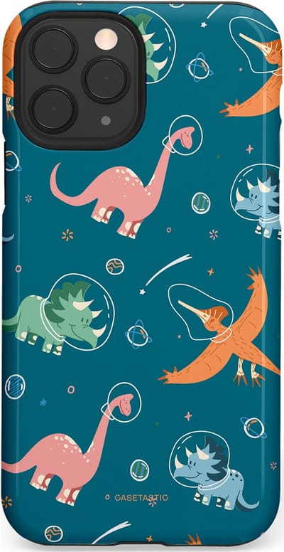 Casetastic hoesje geschikt voor Apple iPhone 11 Pro - Dubbellaagse bescherming - Ruimte raptors - Fashion Case - Petrol Perzik