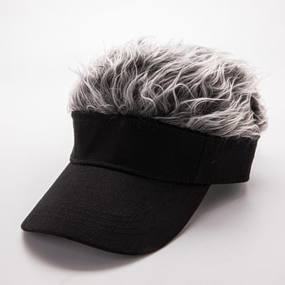 Casquette de Baseball pour Hommes Femmes avec Cheveux Pointus Perruque Chapeau Perruques Pointues Décontracté Unisexe Protection Solaire Visière Solaire Réglable 56 60 gris