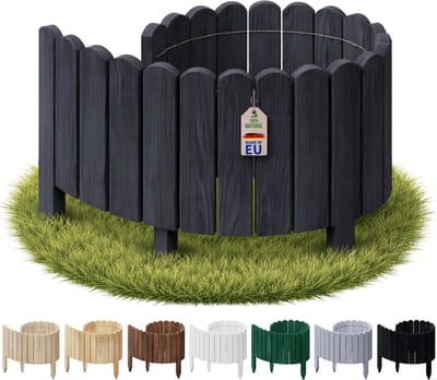 Floranica gazonrand border 10 x 100 cm Donkergrijs Flexibele border houten steekhek voor gazon en verhoogde bedden