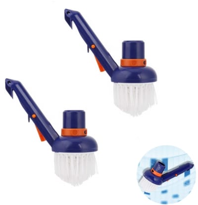 2 stuks - Zwembadborstels – zwembadtrapborstels – stofzuigerborstels voor traphoeken – zwembadbodem- en wandenborstels – handmatige schoonmaakbenodigdheden voor spabaden en whirlpools (blauw)