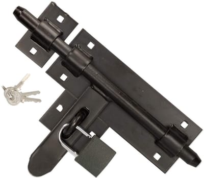 KOTARBAU® Poortgrendel, Staal, 270 mm, Zwart, Deurgrendel, Deurslot met Hangslot, Schuifpoort Grendel, Slotgrendel, Poortvergrendeling