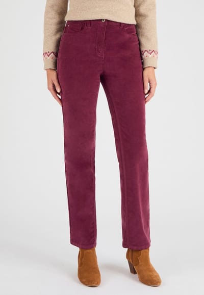 Damart - Fluwelen milleraies broek Perfect Fit by Damart - Dames - Rood - 52