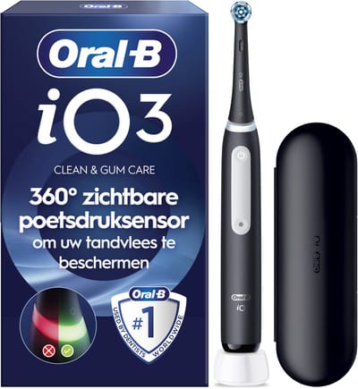 Oral-B iO 3 Elektrische Tandenborstel - Zwart - 1 Opzetborstel - Reisetui