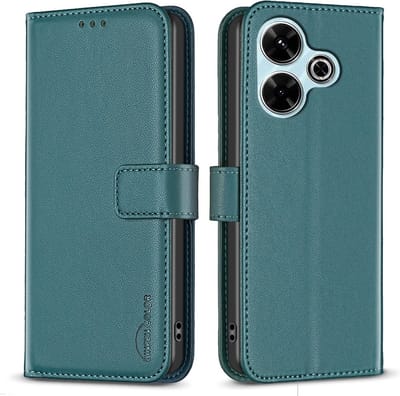 BINFEN Hoesje - Geschikt voor Xiaomi Redmi 13 / Poco M6 4G Hoesje - BINFEN Book Case - Groen