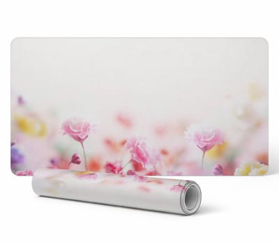 Beschermende decoratieve mat voor op kantoor, pastelkleurige weidebloemen, 90x45 cm