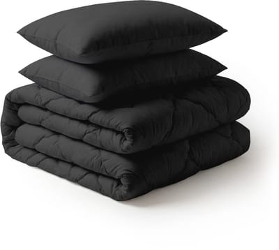 LILLA24 Dekbed zonder overtrek - Incl 2 kussenslopen - 240 x 200 cm - Wasbaar dekbed - All year hoesloos dekbed - Zwart