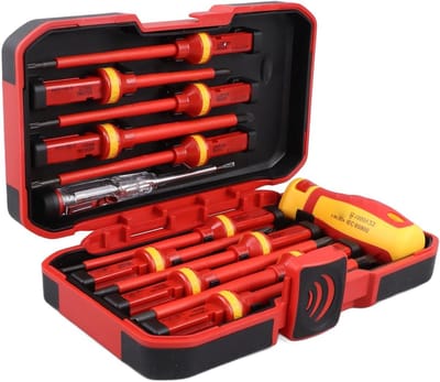 Schroevendraaierset met magnetische kruiskop en Torx, professioneel voor elektriciens, 13-delig, 1000V geïsoleerd