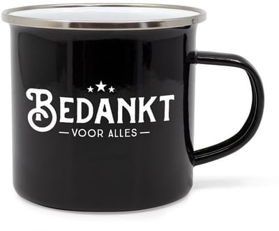 Mok - Beker van Metaal - Gevuld met Snoep - Koffie - Bedankt Voor Alles - lint: "Speciaal voor jou" - Cadeauverpakking