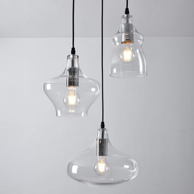 LumenXL Design hanglamp Trinidad - transparant glas, 3-lichts