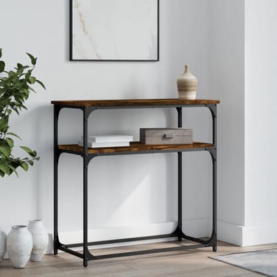 vidaXL - Wandtafel - 75x35,5x75 - cm - bewerkt - hout - gerookt - eikenkleurig