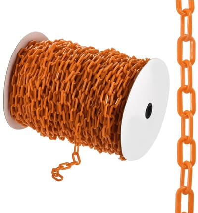 300 ft Plastic End Chain - Veiligheidsketting voor Crowd Control, Tuin, Bouw en Parkeren in Oranje