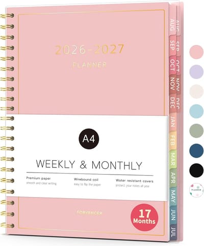 Academische Planner - Dagelijkse Agenda - Studie Planning - Waterdichte Hoes - 29 x 25 cm - Roze