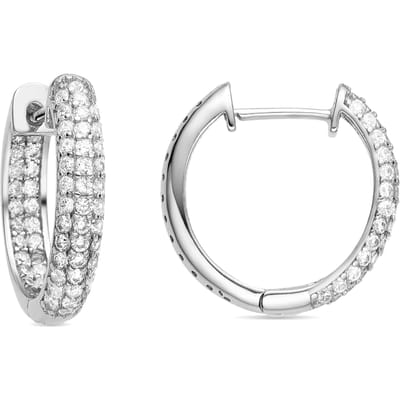 Luxenter Oorbellen van 925 sterling zilver met glanzende zirkonia, afgewerkt met rhodium - Deuka