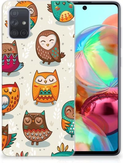 Samsung Galaxy A71 TPU Hoesje Vrolijke Uilen