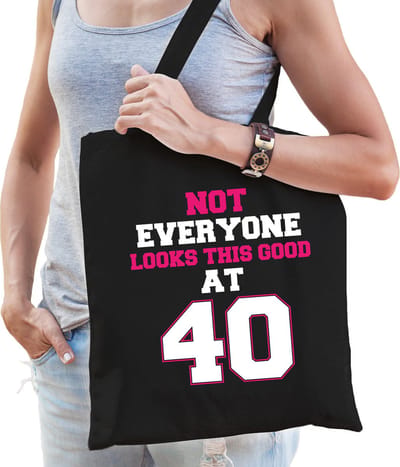 Not everyone looks this good at 40 - verjaardag cadeau tasje - zwart - voor dames - 40 jaar geworden
