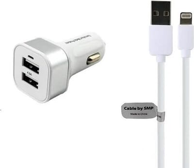 OneOne auto oplader met 2 poorten + 0,5m OneOne Lightning kabel. Krachtige universele 24W autolader past op Apple iPhone XR, iPhone XS, XS Max, iPhone 10, iPhone 11, iPhone 11 Pro, iPhone 11Pro Max, iPhone 12, iPhone 12 Mini, iPhone 12 Pro