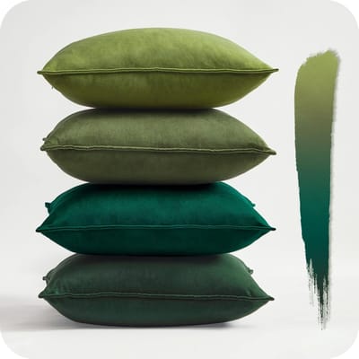 Famanu - Fluwelen kussenslopen 40x40 cm groen set 4, sierkussenhoezen met verborgen rits, decoratief voor bank slaapkamer kinderkamer