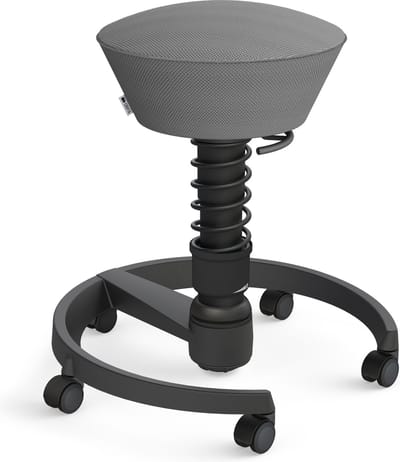 Aeris Swopper - ergonomische bureaukruk - zwart onderstel - grijze zitting - zachte wielen - mesh - standaard