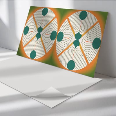 Wallfluent Vinyl Wandpaneel - Abstract cirkelvormig patroon Wandpaneel PVC - 100 cm x 50 cm - Groente Vinyl Wandpaneel - Set van 1 - Rechthoekig Wandbekleding Vinyl - Abstractie Wandpaneel - Zelfklevend Wandpaneel - Wandpaneel Keuken en Badkamer