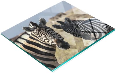 Duurzame en stijlvolle glazen keukenplank met twee zebraprints, 60x52 cm