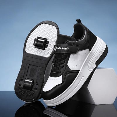 Schoenen met dubbele wielen, Katrolschoenen voor herfst en winter met wielen onder de zool, Automatische skates 28