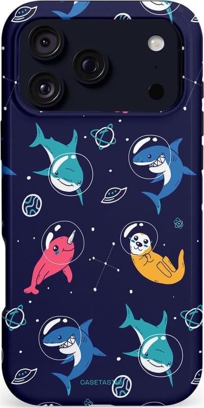 Casetastic hoesje geschikt voor Apple iPhone 17 Pro Max - MagSafe - Dubbellaagse bescherming - Ruimte Oceaan Blauw - Fashion Case - Donkerblauw