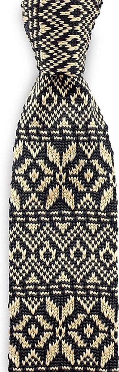 We Love Ties - Stropdassen - Stropdas gebreid Skandinavië - zwart / beige