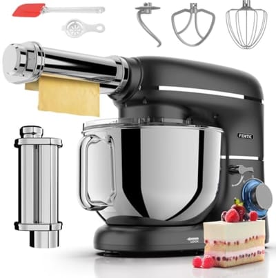 Keukenmachine met Pastaroller - 2000W - 6,2L RVS Kom - Zwart
