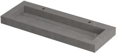 INK Pitch Wastafel Keramische Slab Centraal met Drain en Front en Side Skirts 2 Kraangaten - 1200x450x90 mm - Armani Grey Mat