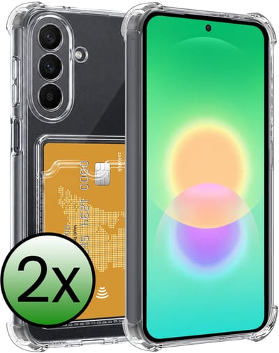 Hoesje 2 Stuks - Geschikt voor Samsung Galaxy A27 - Met Pashouder en Kaarthouder - Telefoon Hoes Shockproof - Siliconen Case - Back Cover - Shock Proof - Pasjes Houder - Transparant