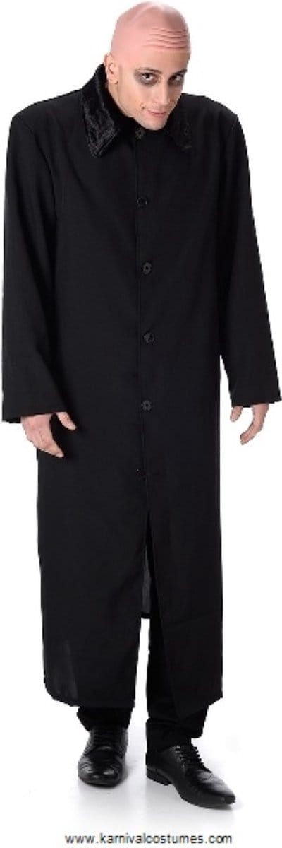 Karnival Costumes Enge Man Adams Family Halloween Kostuum Heren Lange 2-Delig Jas & Kaal Hoofd Carnavalskleding Heren Halloween Kostuum Volwassenen Verkleedkleding Volwassenen - Polyester - Maat S