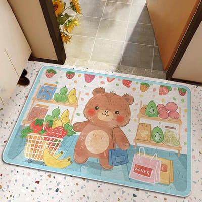 Tapis Paillasson Tapis de sol Entrée Tapis antidérapant Tapis de sol Porte d'entrée Porte Chambre Dessin animé Salle de bain Tapis absorbant Toilette 40 * 60CM imitation cashmere white