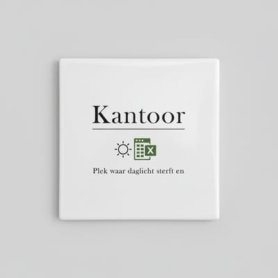 “Kantoor – Waar Daglicht Sterft en Excel Regeert” Tegel – Grappige 15×15 cm Keramische Kantoor Humor Wanddecoratie