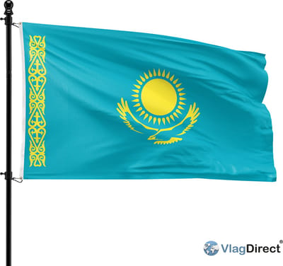 VlagDirect - Kazachse vlag - Kazachstan vlag - 90 x 150 cm.