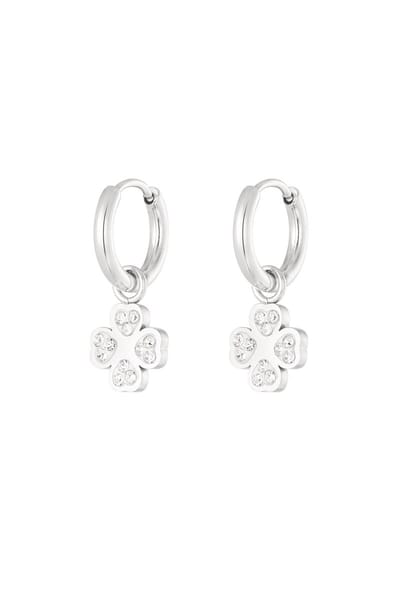 Minimalistische oorbellen met hartjes & klavertjes - Yehwang - Oorbellen dames - Zilveren oorbellen - 2,10 x 1,35 cm - Stainless Steel - Waterproof - Zilver/Silver - Kerst cadeau - Kerst sieraden - Sinterklaas cadeau - Moederdag - Valentijn - Kids