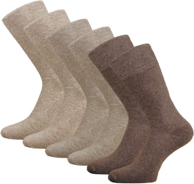 6 paar SQOTTON® Katoenen sokken - Naadloos - Heren & Dames - Bruin/Beige-mix - Maat 35-38