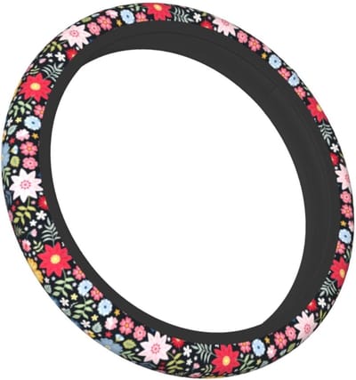 Stuurwielhoes met bloemenprint - 15 inch - Antislip stuurwielhoes van neopreen met bloemenpatroon - Auto-accessoire - Geschikt voor sedans, vrachtwagens en SUV's.