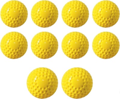 Trainingsballen Honkbal - Oefenballen Set - Hand-Oog Coördinatie - Robuuste Kunstleren Bekleding - 10 Stuks - Geel