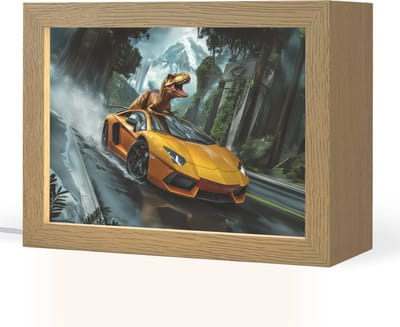 Nachtlampje 20x15 cm - Kinder lampje - T-Rex - Auto - Regenwoud - Tafellamp kinderkamer - Slaapkamer lamp - Bedlamp kinderen - Kinderlampje stopcontact - Wandlamp babykamer - Nachtlampjes