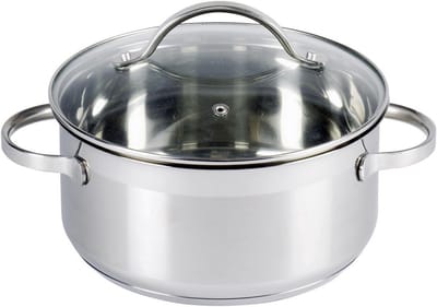 Roestvrijstalen Braadpan 20 cm met Glas Deksel - Geschikt voor alle Warmtebronnen inclusief Inductie