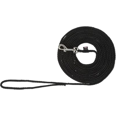 Trixie Tracking leash round S-M: 15 m/ø 5 mm Zwart
