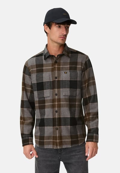 camel active Flanellen overhemd met contrastdetails en borstzakken - Maat menswear-3XL - Zwart