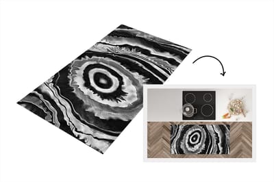 Keukenloper - Loper keuken - Marmer - Grijs - Cirkel - 120x60 cm - Keukenloper vinyl