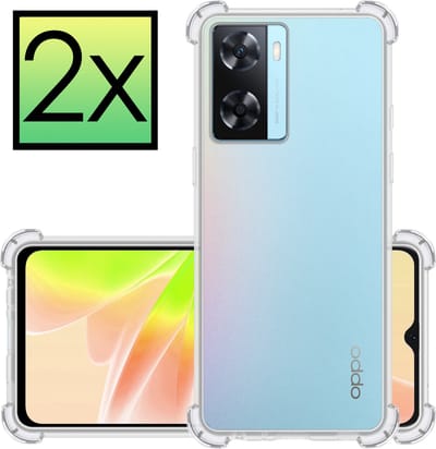 Hoesje - 2 Stuks - Geschikt voor OPPO A57 - Sterk & Shockproof - Siliconen Case - Back Cover - Telefoon Hoes Shock Proof - Transparant