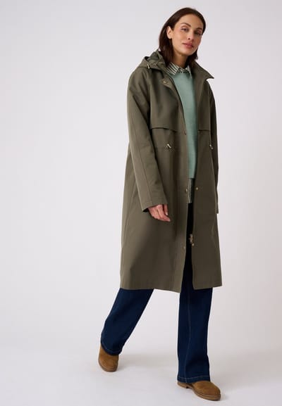 Damart - Lange parka in trenchcoat stijl - Dames - Groen - 42-44 (M)