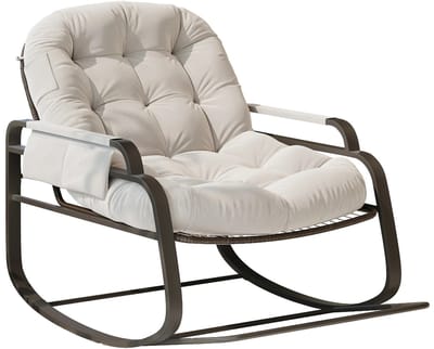 Solayne Stoel - Fauteuil - Schommelstoel - Relaxfauteuil - Relaxstoel - Loungestoel - Voetensteun&Zonneklep - Rotan - Beige